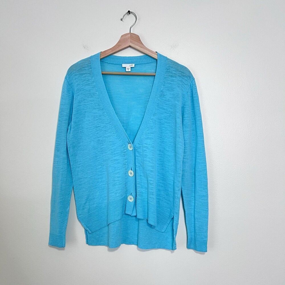 J. Jill Linen Blend LightweightCardigan Sweater Button Front Long Sleeve Size XS - Picture 2 of 7